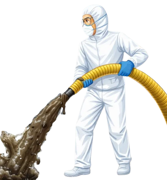 Professional sewage cleanup and black water removal service in Dallas TX extracting contaminated water from a drain